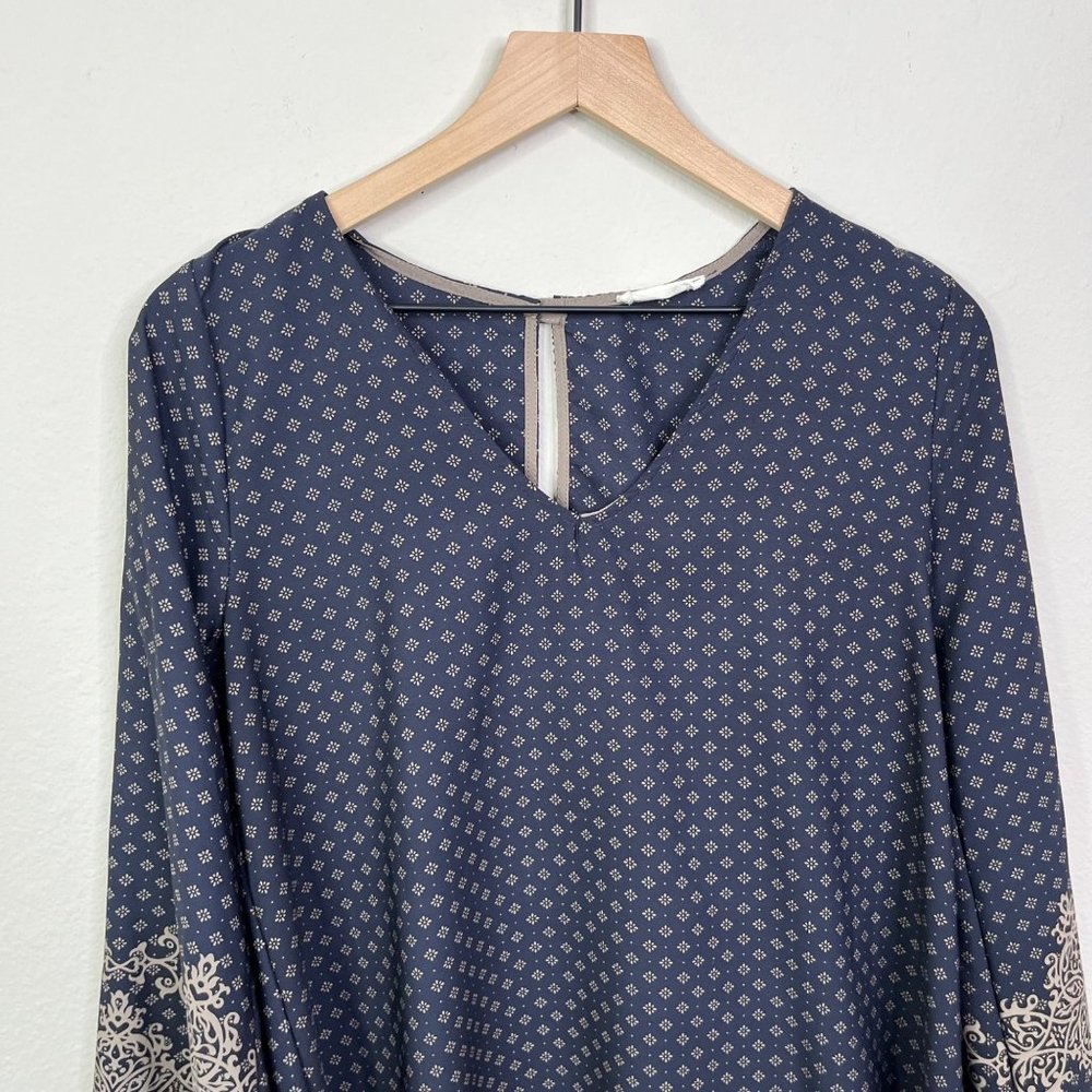 Jella C Women's Long Sleeve Shift Dress Size Medium Keyhole Button Boho - Picture 3 of 8